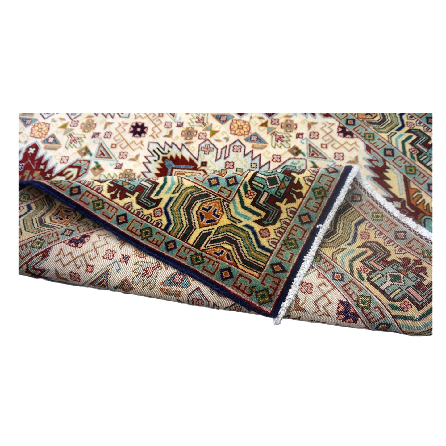 Antique Persian Tabriz Wool 3x5 Ivory, Burgundy & Green Handmade Area Rug #9902547