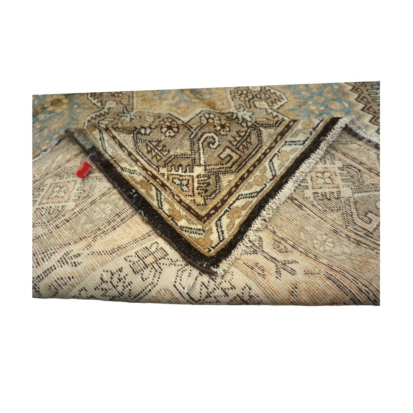Vintage East Turkestani Khotan Wool 6x13 Tan, Taupe & Grey Handmade Gallery Rug #9902560