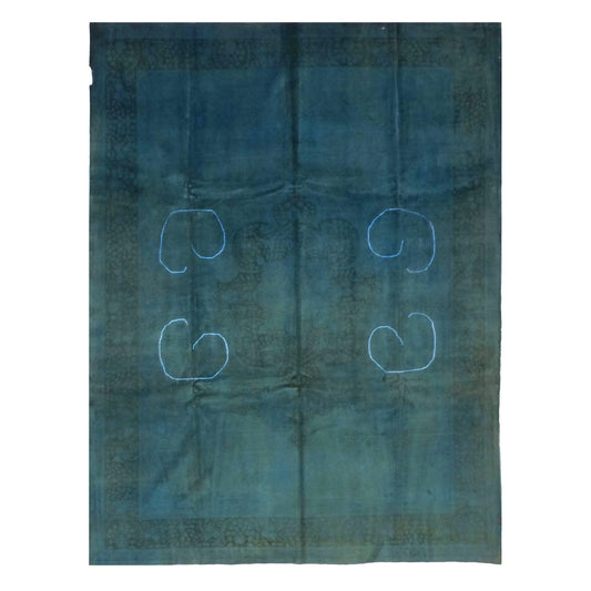 Antique Persian Overdye Wool 10x13 Teal Handmade Area Rug #9902565