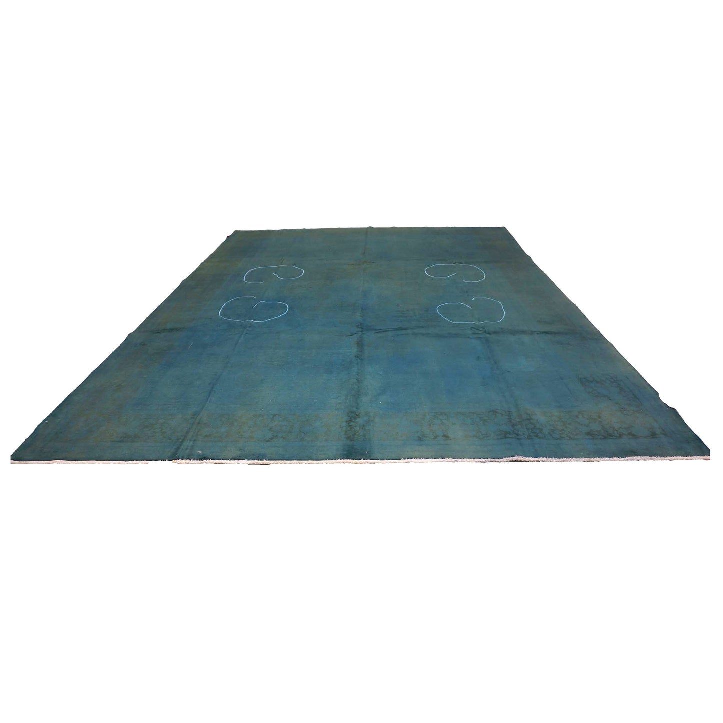 Antique Persian Overdye Wool 10x13 Teal Handmade Area Rug #9902565