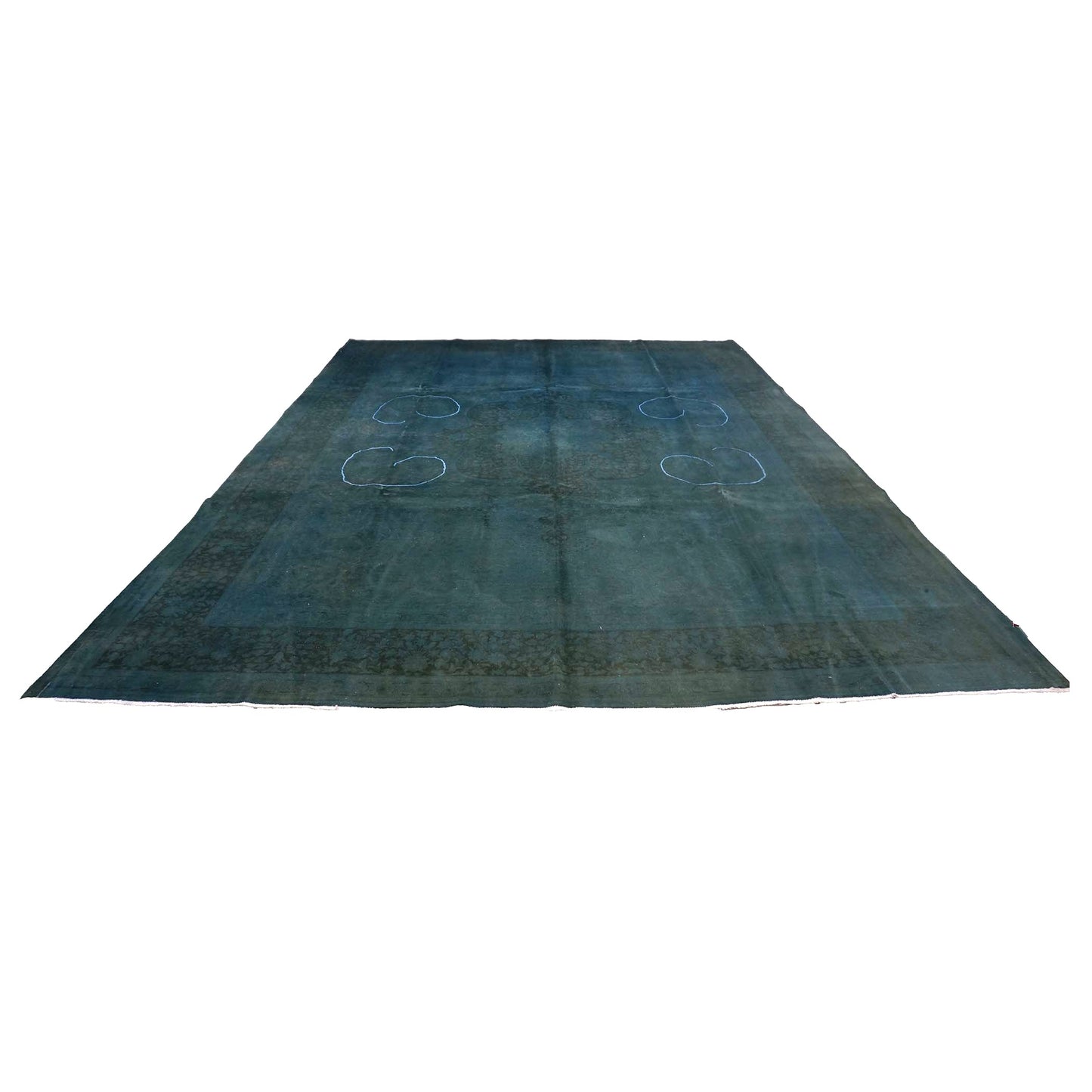 Antique Persian Overdye Wool 10x13 Teal Handmade Area Rug #9902565