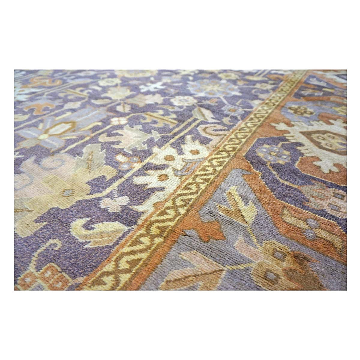 Antique Austrian Mahal Wool 10x28 Purple, Ivory & Rust Handmade Gallery Rug #9902583