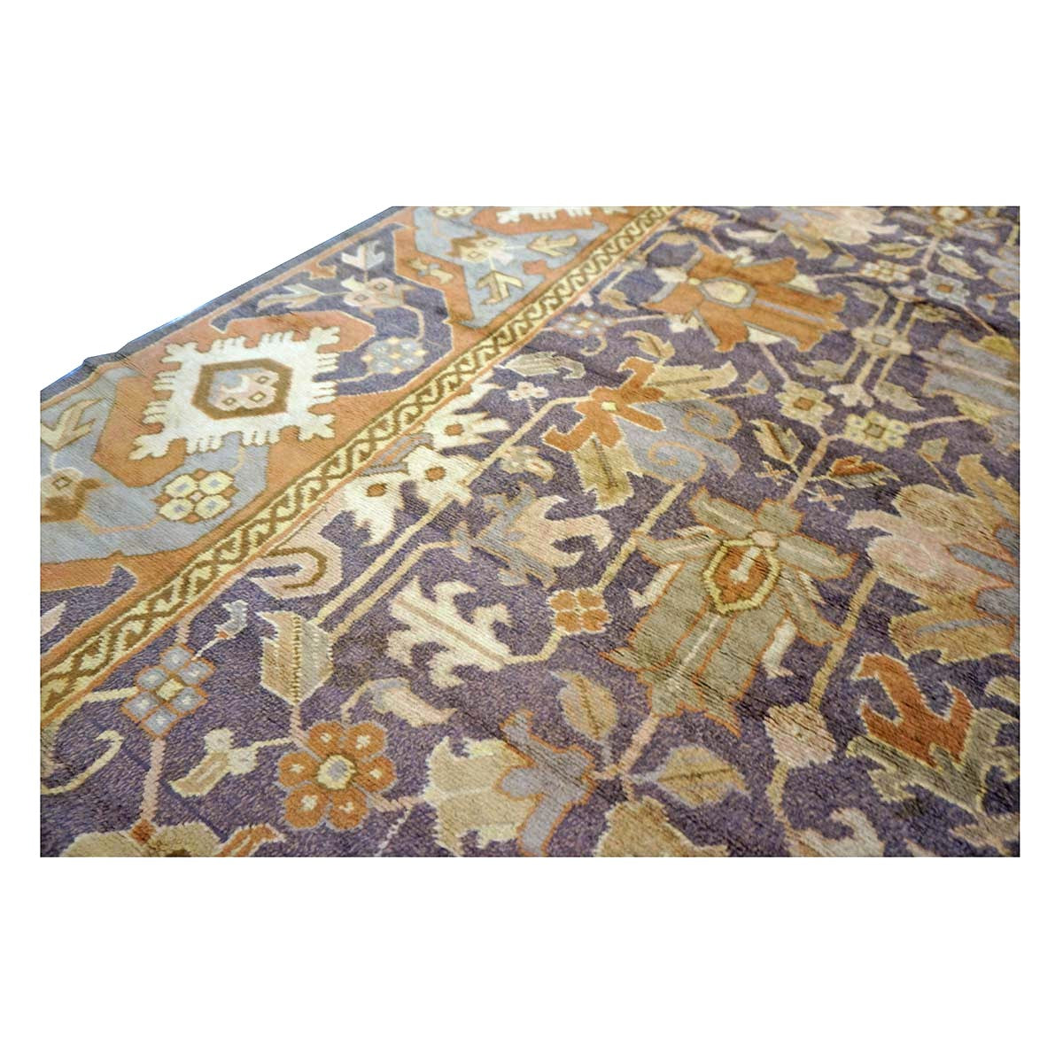 Antique Austrian Mahal Wool 10x28 Purple, Ivory & Rust Handmade Gallery Rug #9902583