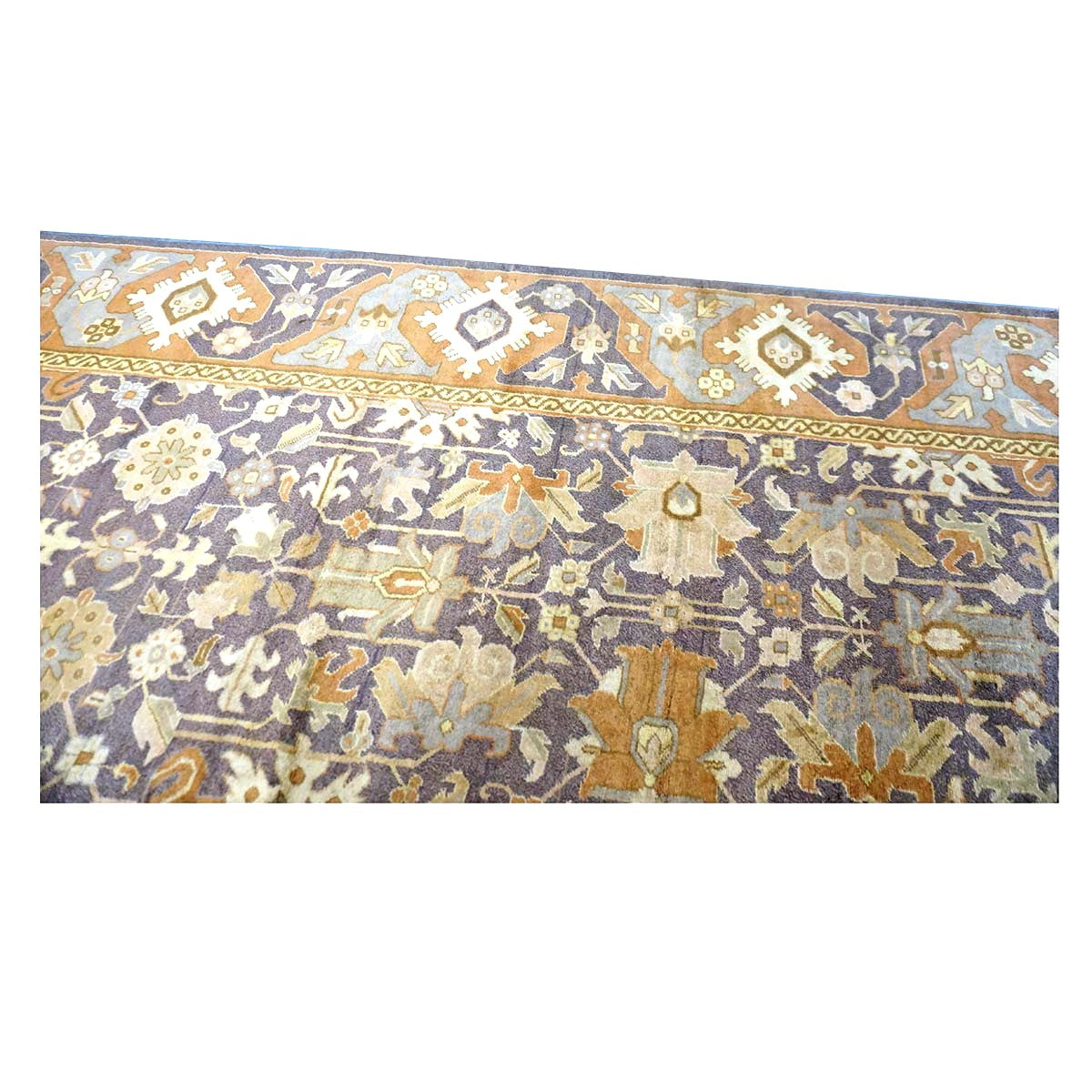 Antique Austrian Mahal Wool 10x28 Purple, Ivory & Rust Handmade Gallery Rug #9902583