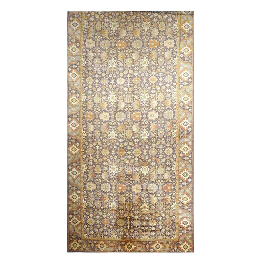 Antique Austrian Mahal Wool 10x28 Purple, Ivory & Rust Handmade Gallery Rug #9902583