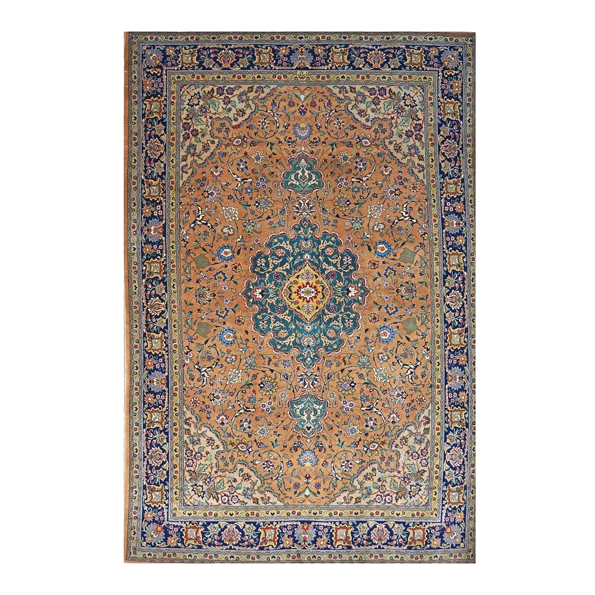 Antique Persian Tabriz Wool 6x10 Copper, Tan & Navy Handmade Area Rug #9902593