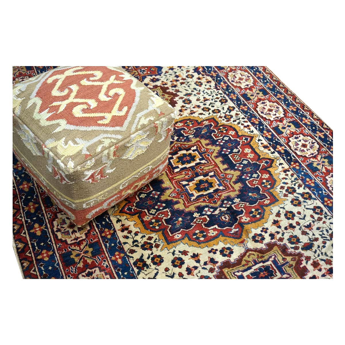 Antique Persian Baktiari Wool 5x9 Ivory & Red Handmade Area Rug #9902616