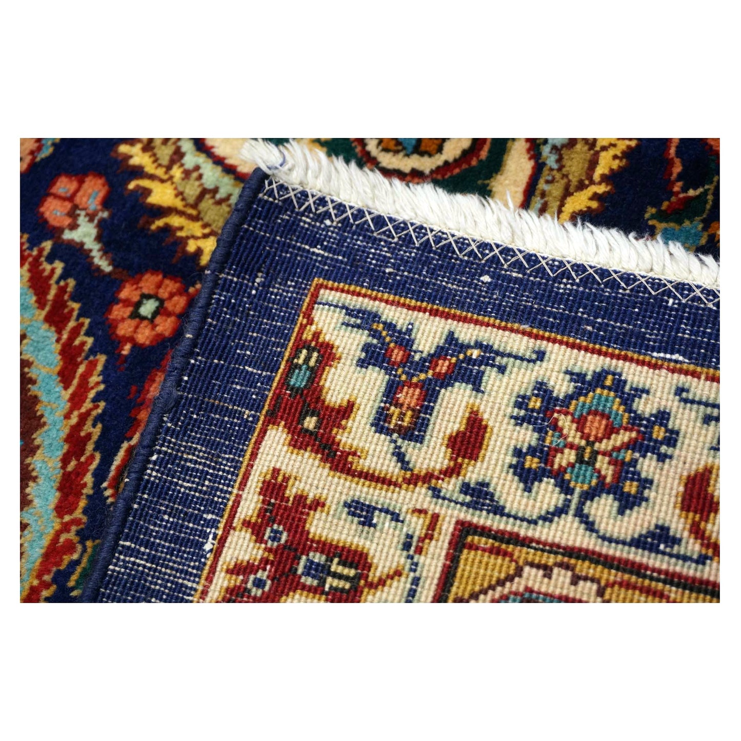 Antique Persian Tabriz Wool 12 x 19 Red, Blue & Orange Handmade Area Rug #9902618