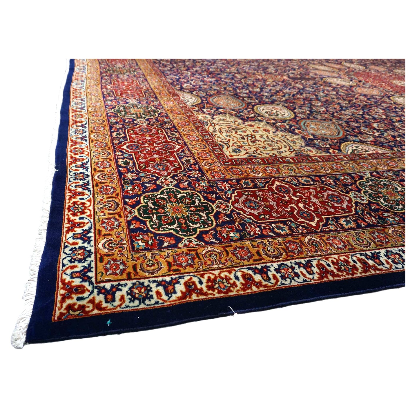 Antique Persian Tabriz Wool 12 x 19 Red, Blue & Orange Handmade Area Rug #9902618