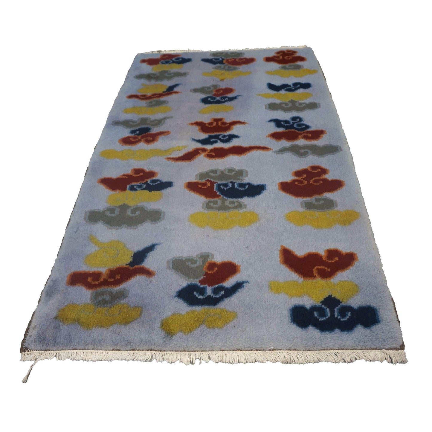 Tibetan Slate-Overdye Wool 3x5 Red, Blue & Yellow Handmade Area Rug # 9902655