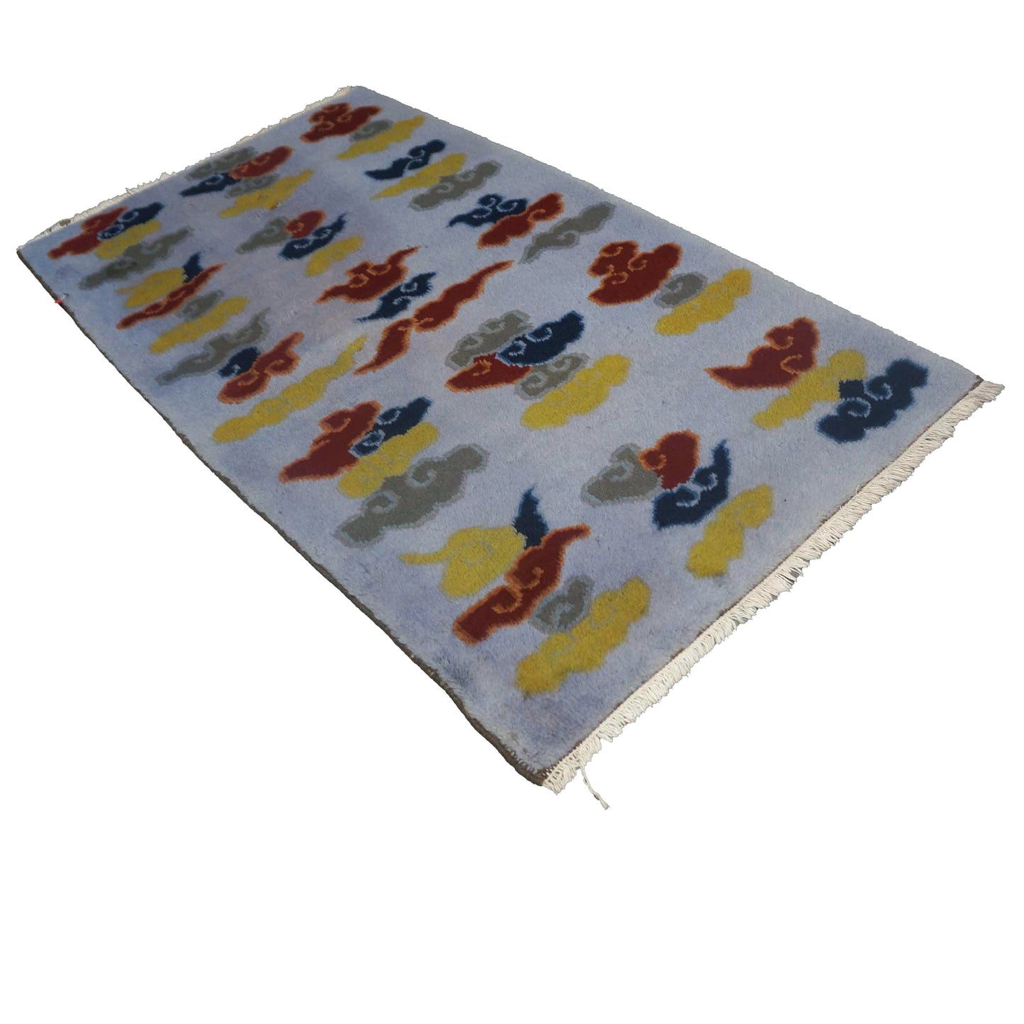 Tibetan Slate-Overdye Wool 3x5 Red, Blue & Yellow Handmade Area Rug # 9902655