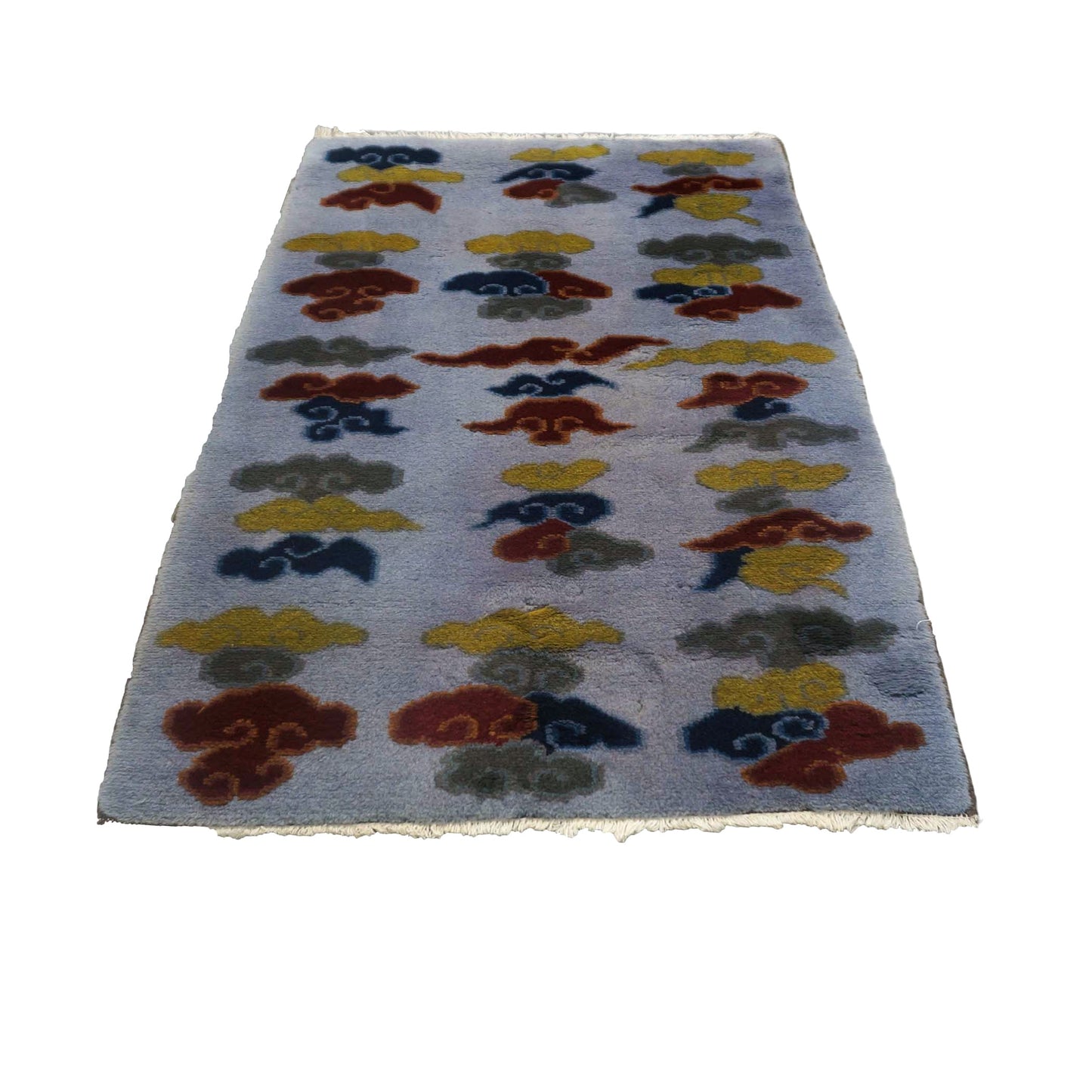 Tibetan Slate-Overdye Wool 3x5 Red, Blue & Yellow Handmade Area Rug # 9902655