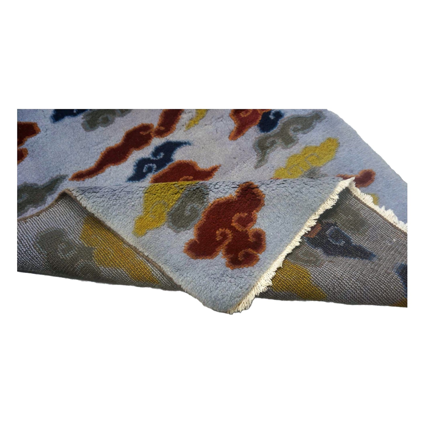 Tibetan Slate-Overdye Wool 3x5 Red, Blue & Yellow Handmade Area Rug # 9902655