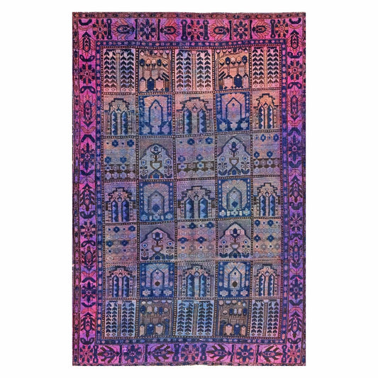 Vintage Persian Overdye Wool 6x10 Pink & Blue Handmade Area Rug # 9902739