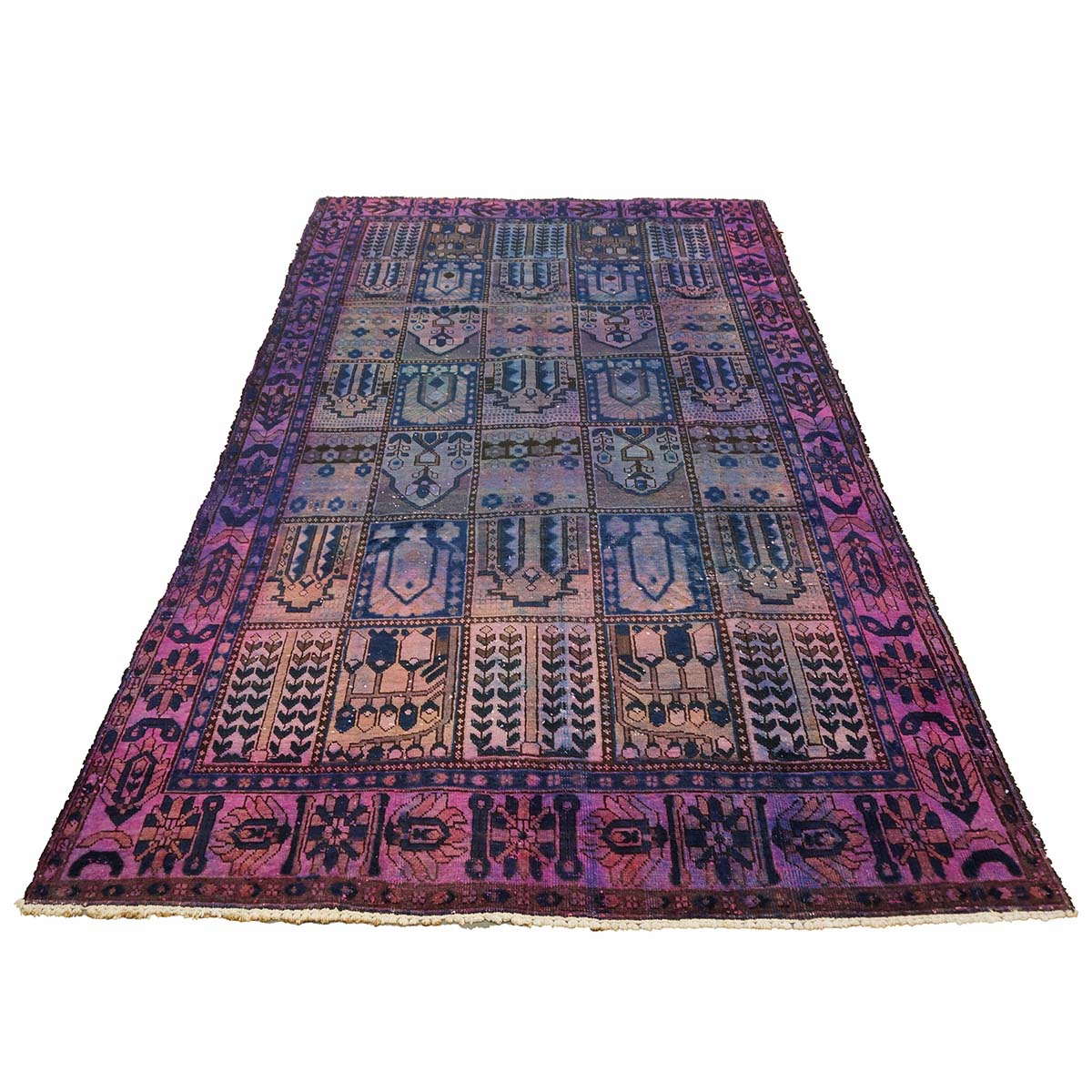 Vintage Persian Overdye Wool 6x10 Pink & Blue Handmade Area Rug # 9902739