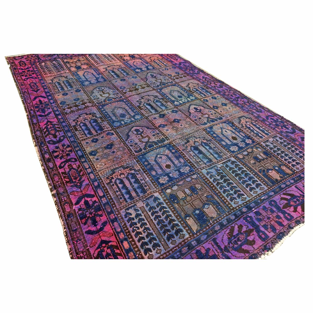 Vintage Persian Overdye Wool 6x10 Pink & Blue Handmade Area Rug # 9902739