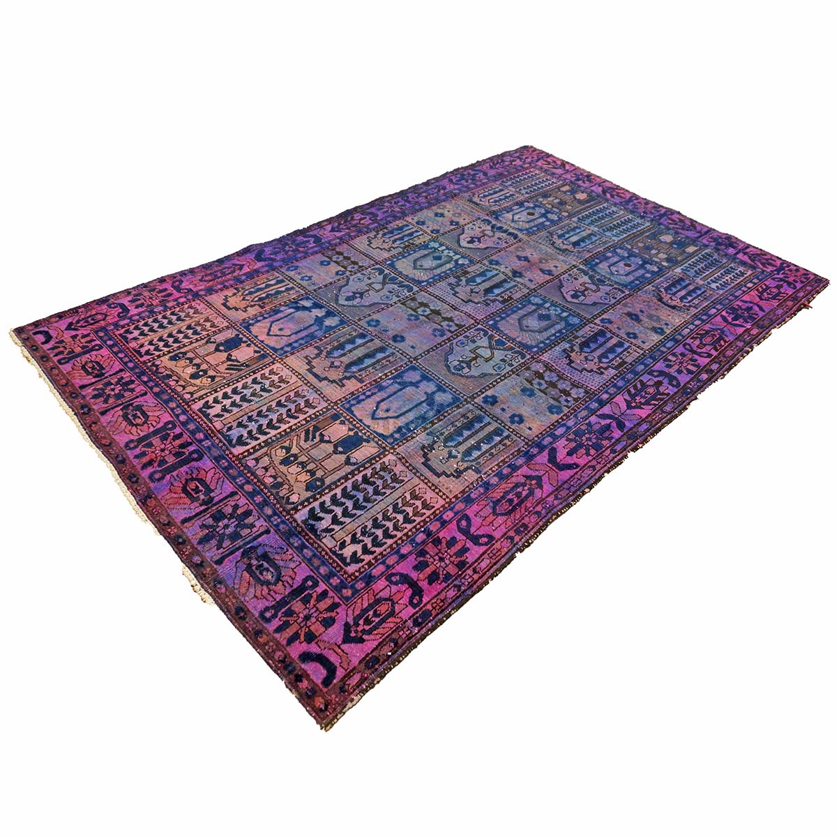 Vintage Persian Overdye Wool 6x10 Pink & Blue Handmade Area Rug # 9902739