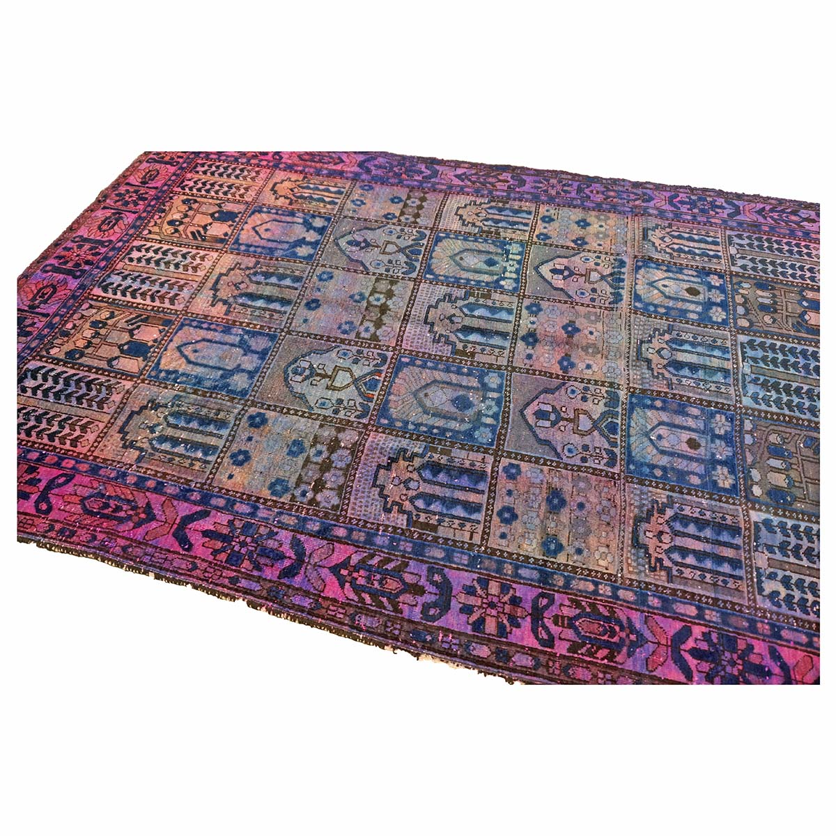 Vintage Persian Overdye Wool 6x10 Pink & Blue Handmade Area Rug # 9902739