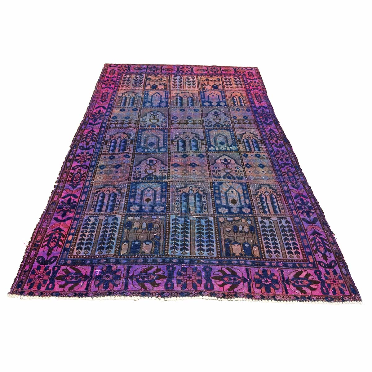 Vintage Persian Overdye Wool 6x10 Pink & Blue Handmade Area Rug # 9902739