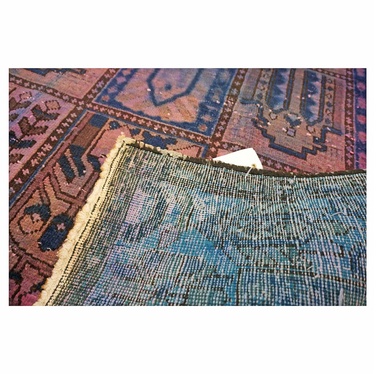 Vintage Persian Overdye Wool 6x10 Pink & Blue Handmade Area Rug # 9902739
