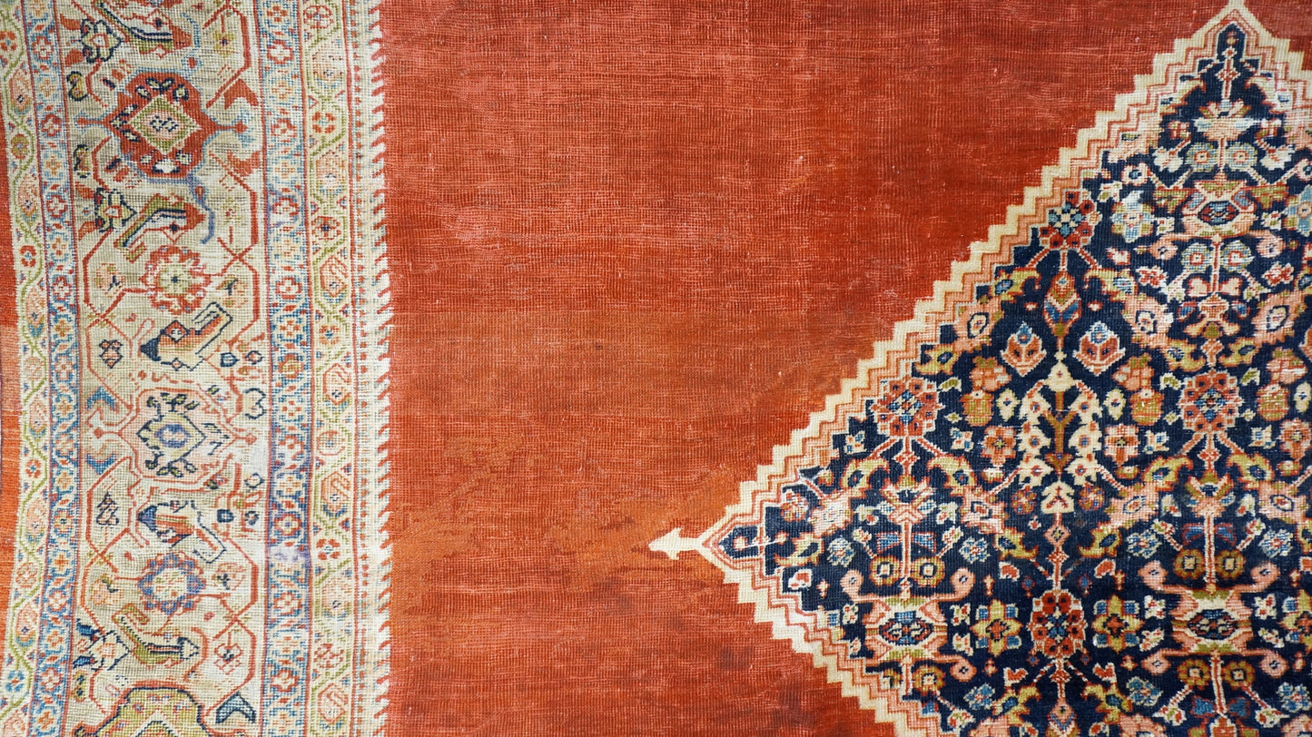 Antique Persian Sultanabad Wool 10X13 Red, Navy & Ivory Handmade Area Rug #9902795