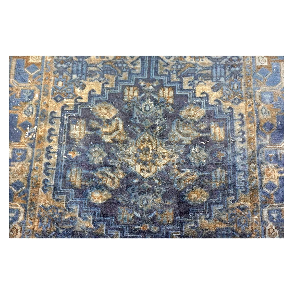 Vintage Persian Overdye Wool 3x9 Blue & Teal Handmade Runner Rug # 9902802