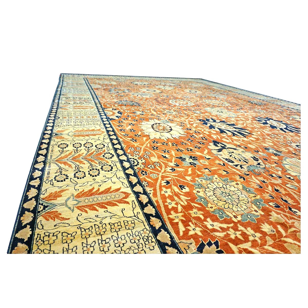 Persian Tabriz Haji Jalili Wool 12 x 18 Rust, Navy Blue & Ivory Handmade Area Rug #9902816
