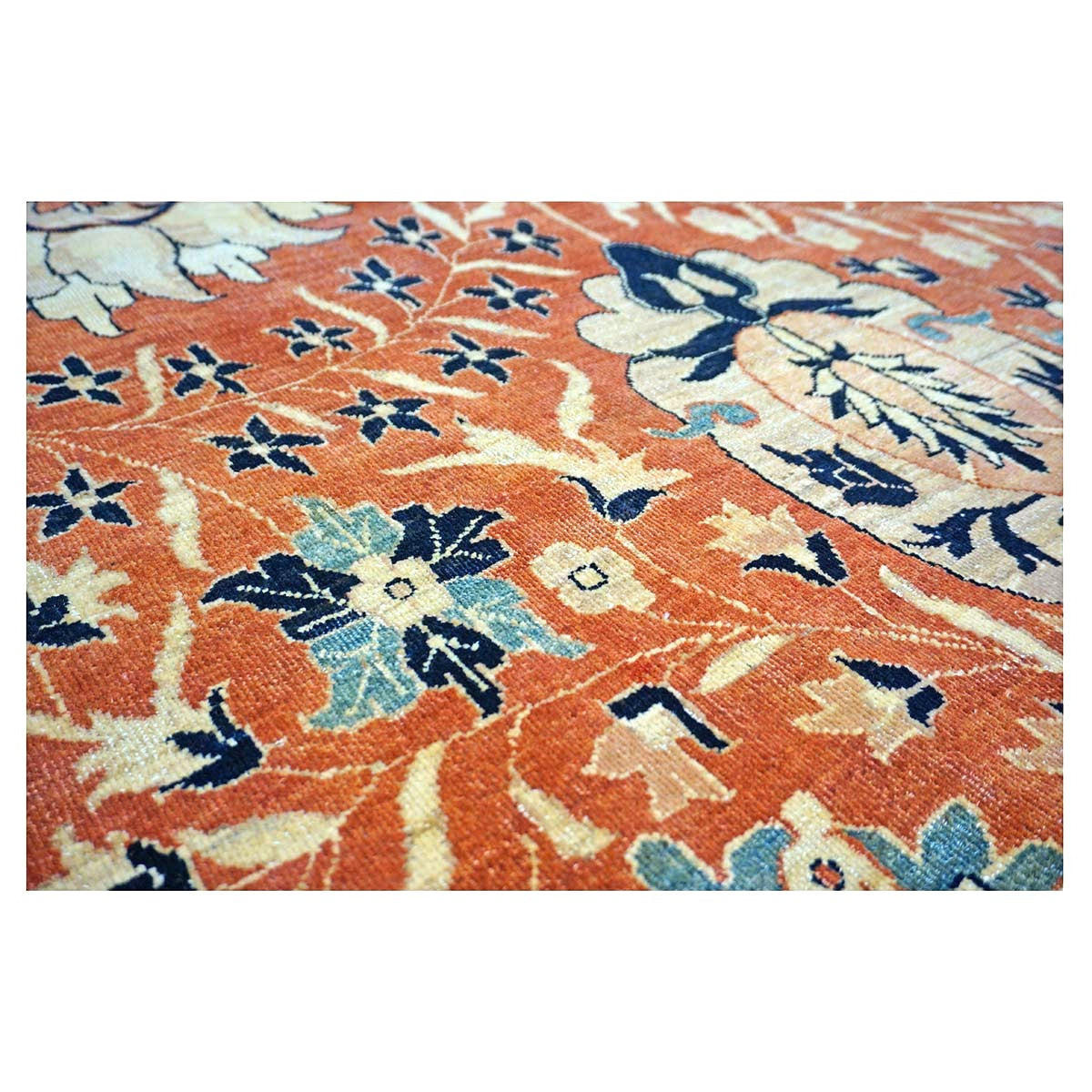 Persian Tabriz Haji Jalili Wool 12 x 18 Rust, Navy Blue & Ivory Handmade Area Rug #9902816