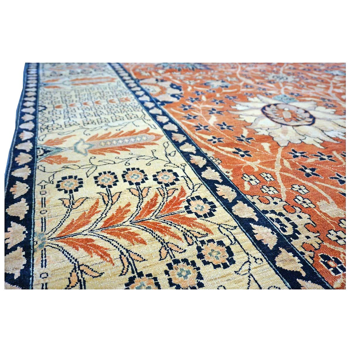 Persian Tabriz Haji Jalili Wool 12 x 18 Rust, Navy Blue & Ivory Handmade Area Rug #9902816