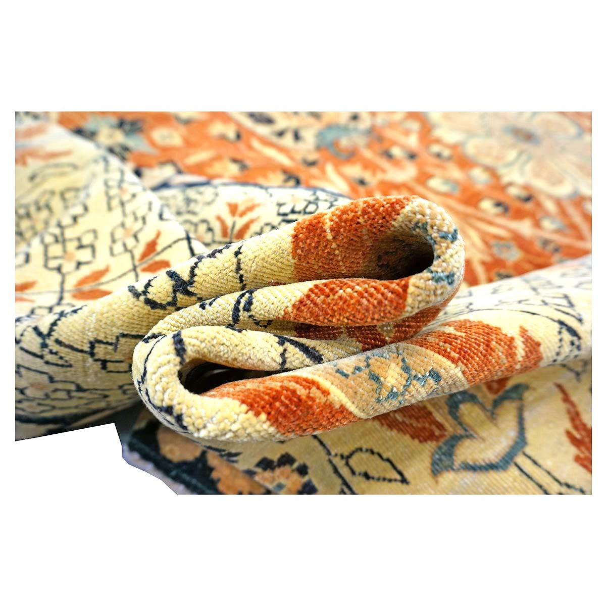 Persian Tabriz Haji Jalili Wool 12 x 18 Rust, Navy Blue & Ivory Handmade Area Rug #9902816