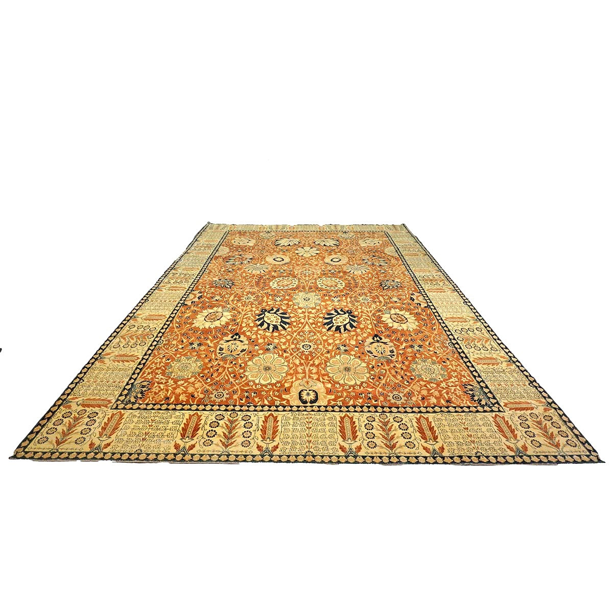 Persian Tabriz Haji Jalili Wool 12 x 18 Rust, Navy Blue & Ivory Handmade Area Rug #9902816