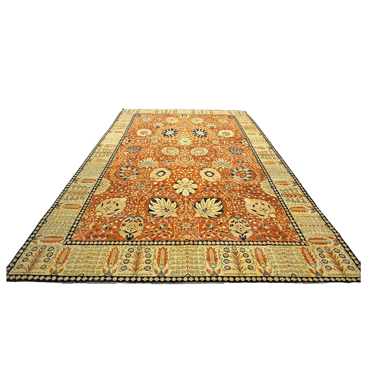 Persian Tabriz Haji Jalili Wool 12 x 18 Rust, Navy Blue & Ivory Handmade Area Rug #9902816