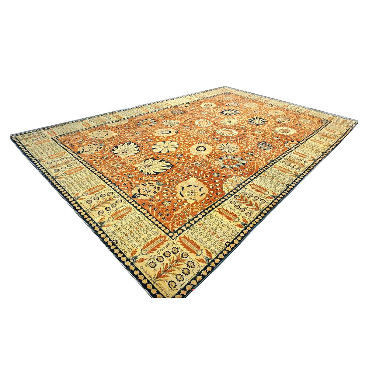 Persian Tabriz Haji Jalili Wool 12 x 18 Rust, Navy Blue & Ivory Handmade Area Rug #9902816