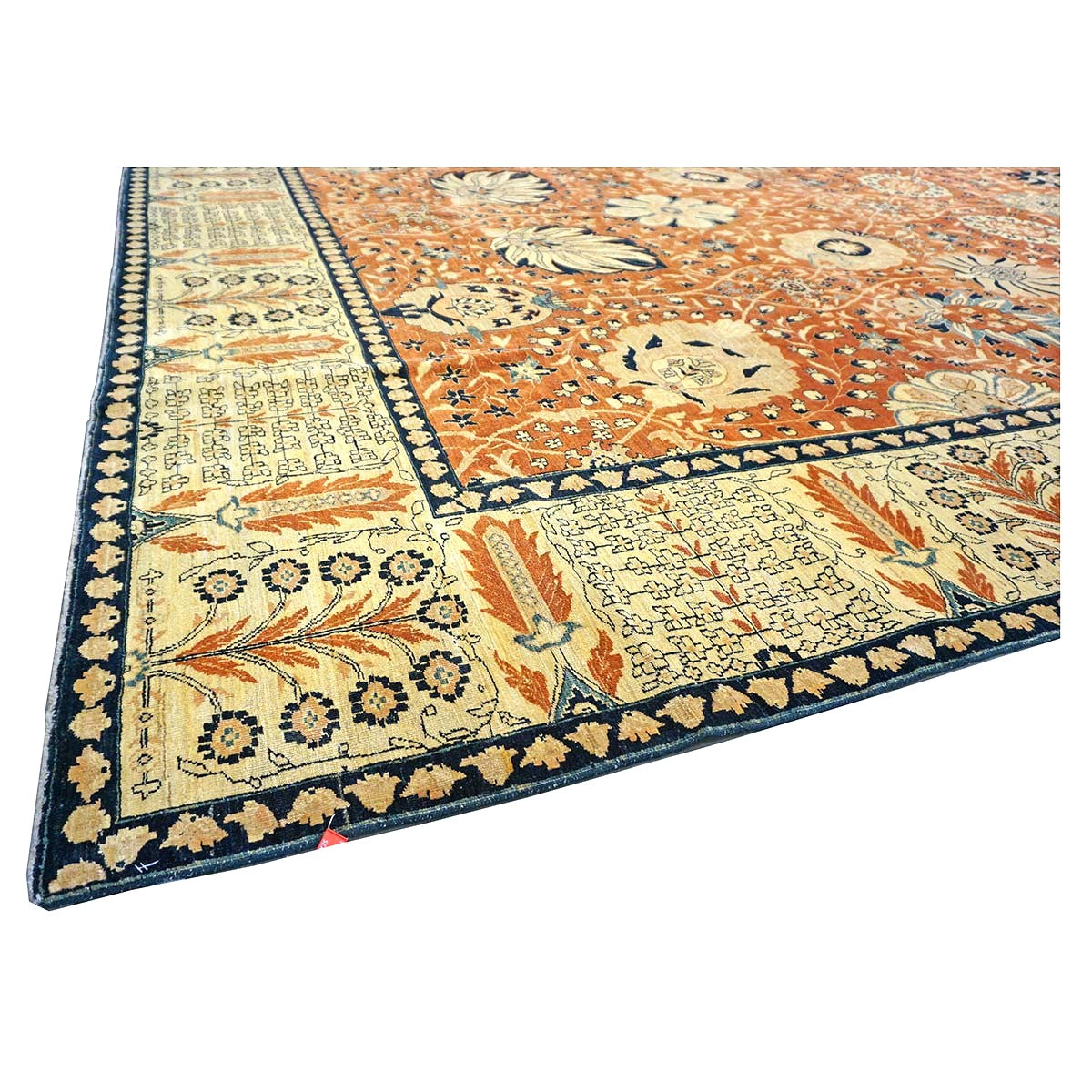 Persian Tabriz Haji Jalili Wool 12 x 18 Rust, Navy Blue & Ivory Handmade Area Rug #9902816