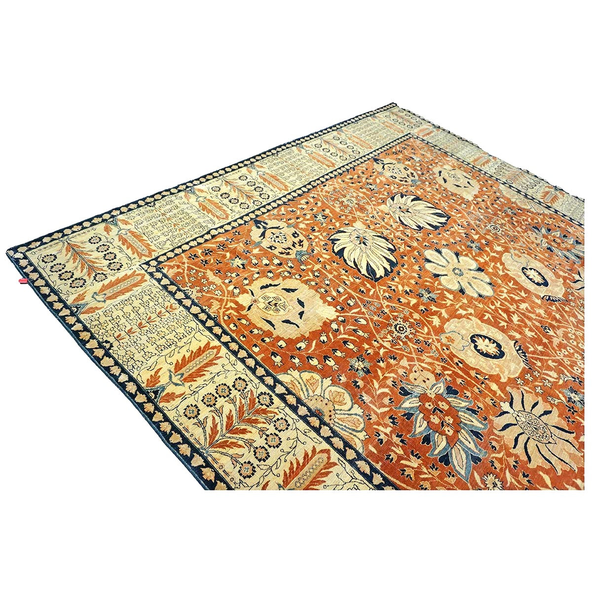 Persian Tabriz Haji Jalili Wool 12 x 18 Rust, Navy Blue & Ivory Handmade Area Rug #9902816