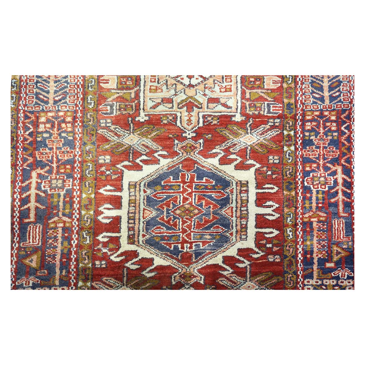 Persian Karajeh Wool 4x11 Rust, Ivory & Tan Handmade Gallery Rug #9902819
