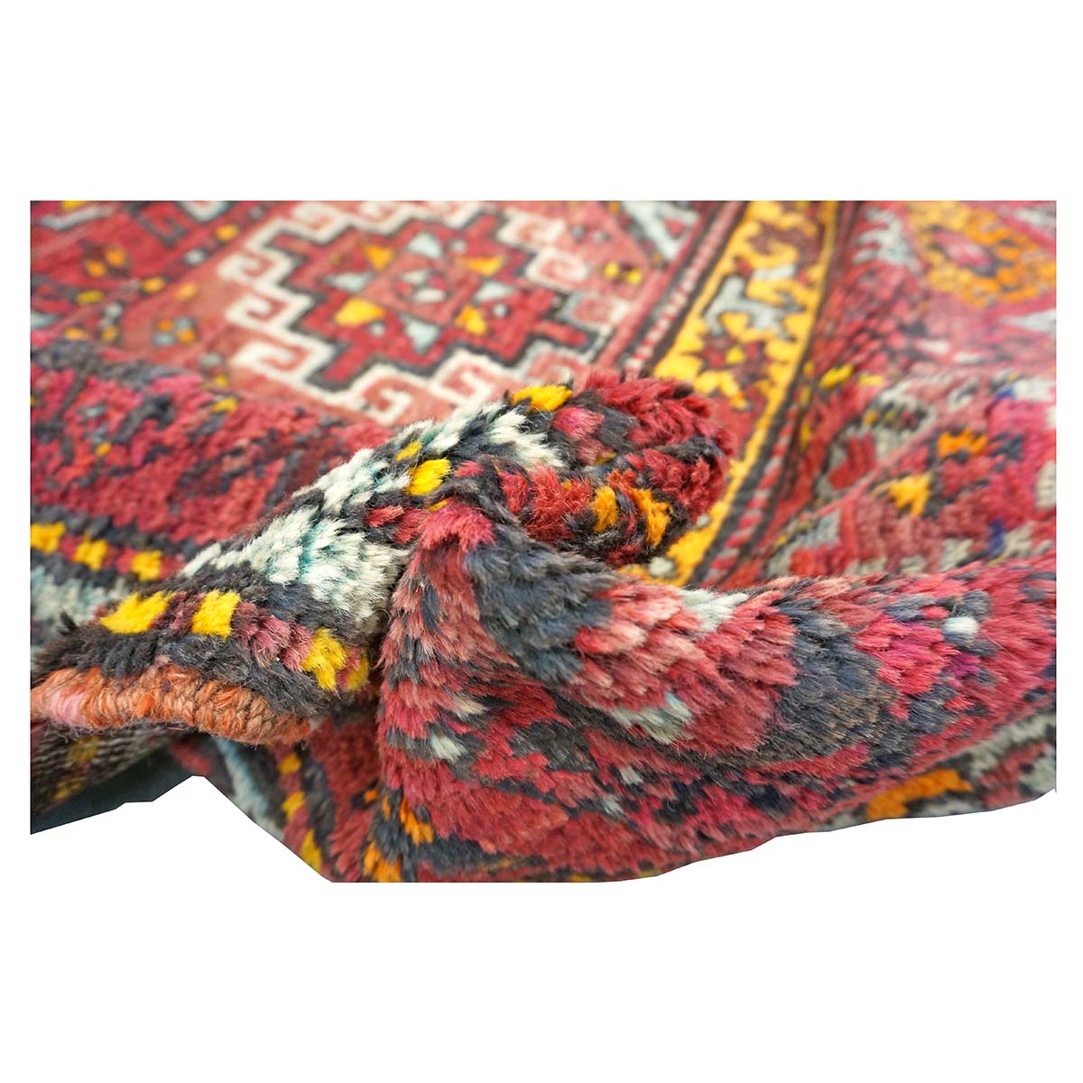Antique East Turkestani Khotan Wool 6x11 Red, Yellow & Light Green Handmade Area Rug #9902833