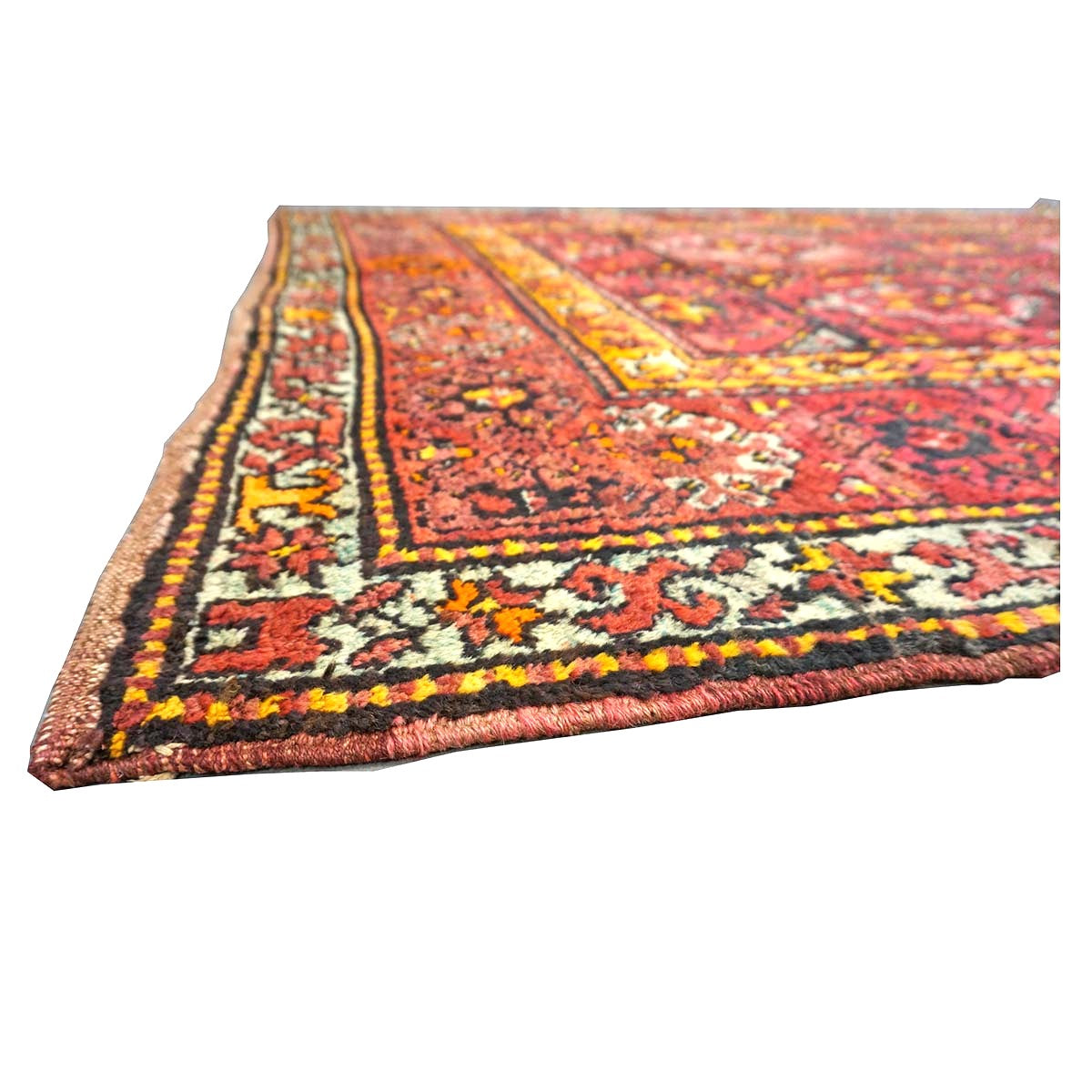 Antique East Turkestani Khotan Wool 6x11 Red, Yellow & Light Green Handmade Area Rug #9902833