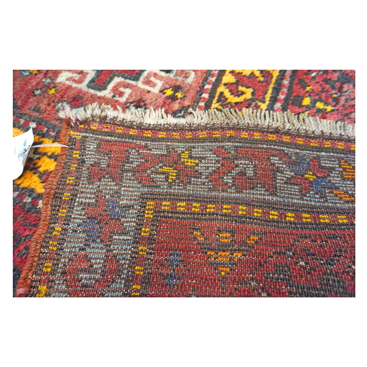 Antique East Turkestani Khotan Wool 6x11 Red, Yellow & Light Green Handmade Area Rug #9902833