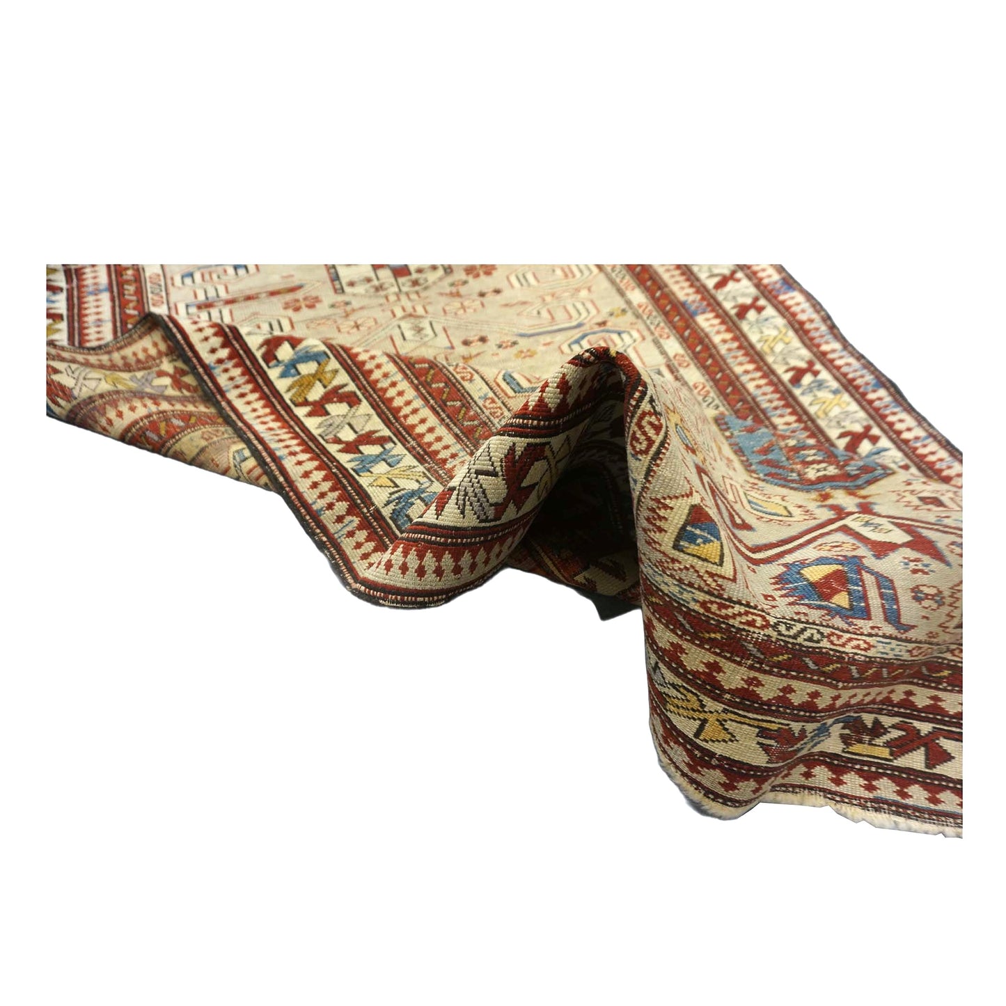 Antique Azerbaijani Kazak Perpedil Wool 3x5 Tan & Red Handmade Area Rug #9902854