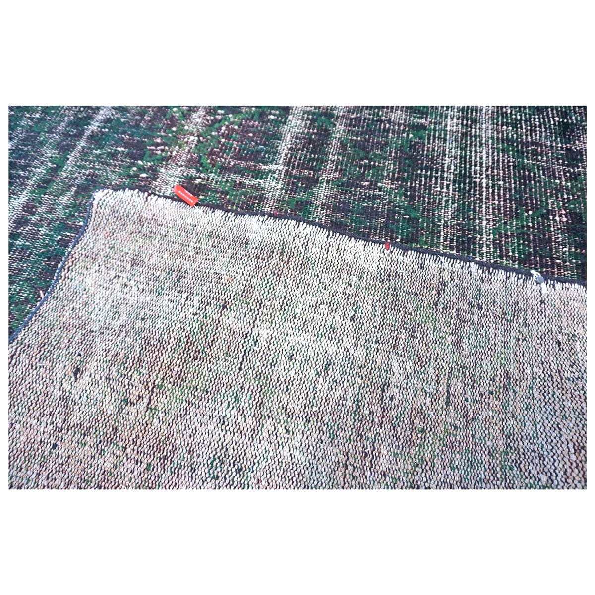 Turkish Overdye Distressed Wool 6x9 Emerald Green & Ivory Handmade Area Rug # 9902855
