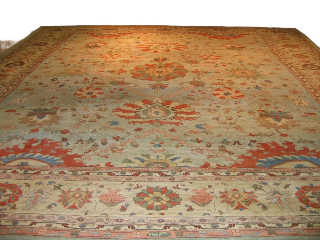 Persian Serapi Karajeh Wool 21x23 Red, Blue & Ivory Handmade Oversized Area Rug #9902856