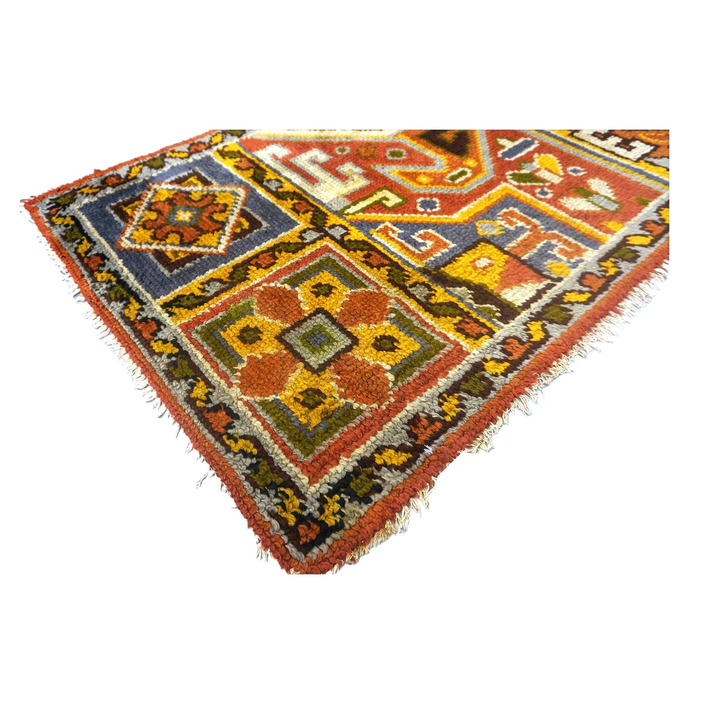 Antique Spanish Oushak Wool 3x6 Gold, Red & Ivory Handmade Throw Rug # 9902891