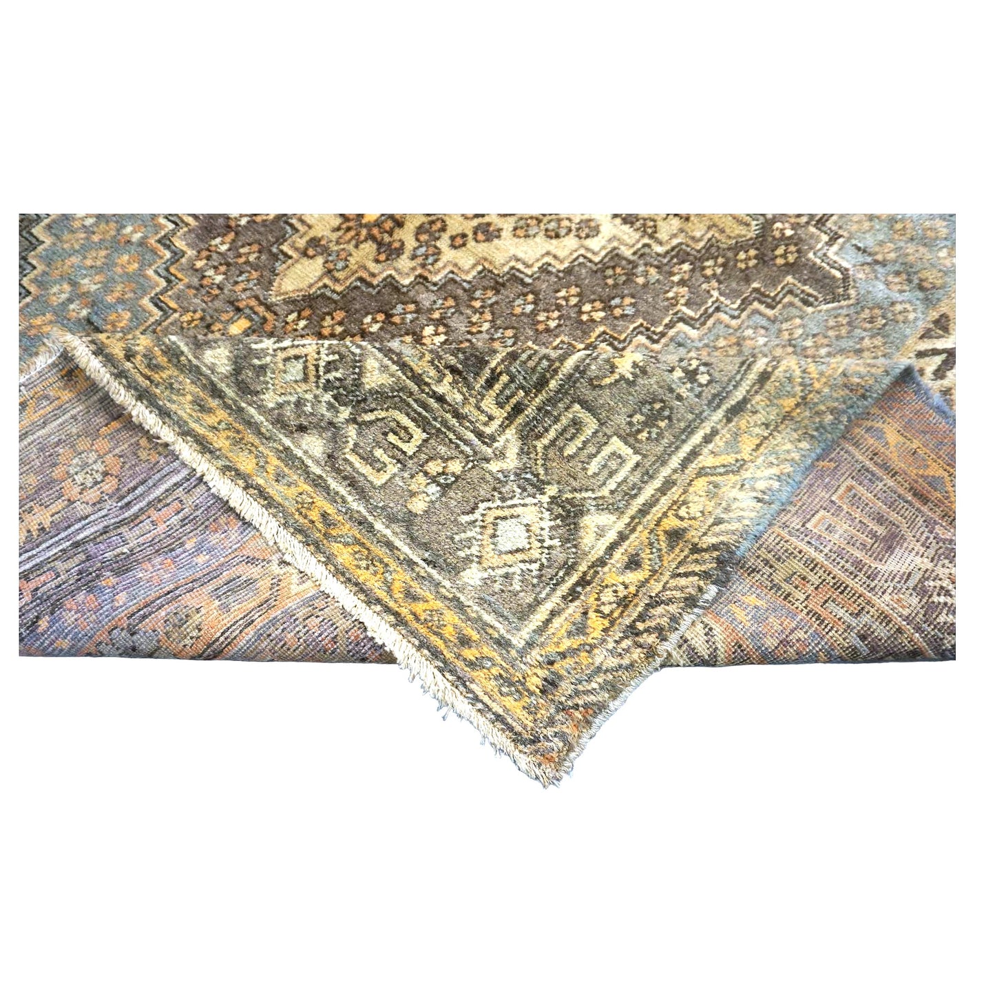 Vintage East Turkestani Khotan Wool 7x13 Ivory & Tan Handmade Gallery Rug #9902912