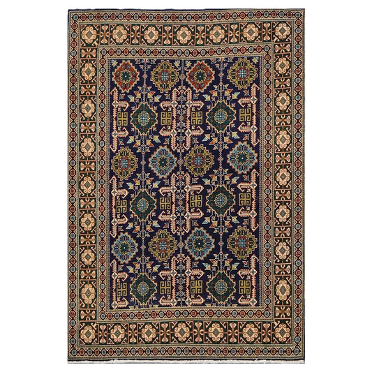 Antique Persian Tabriz Wool 3x5 Ivory, Navy & Green Handmade Area Rug #9902940