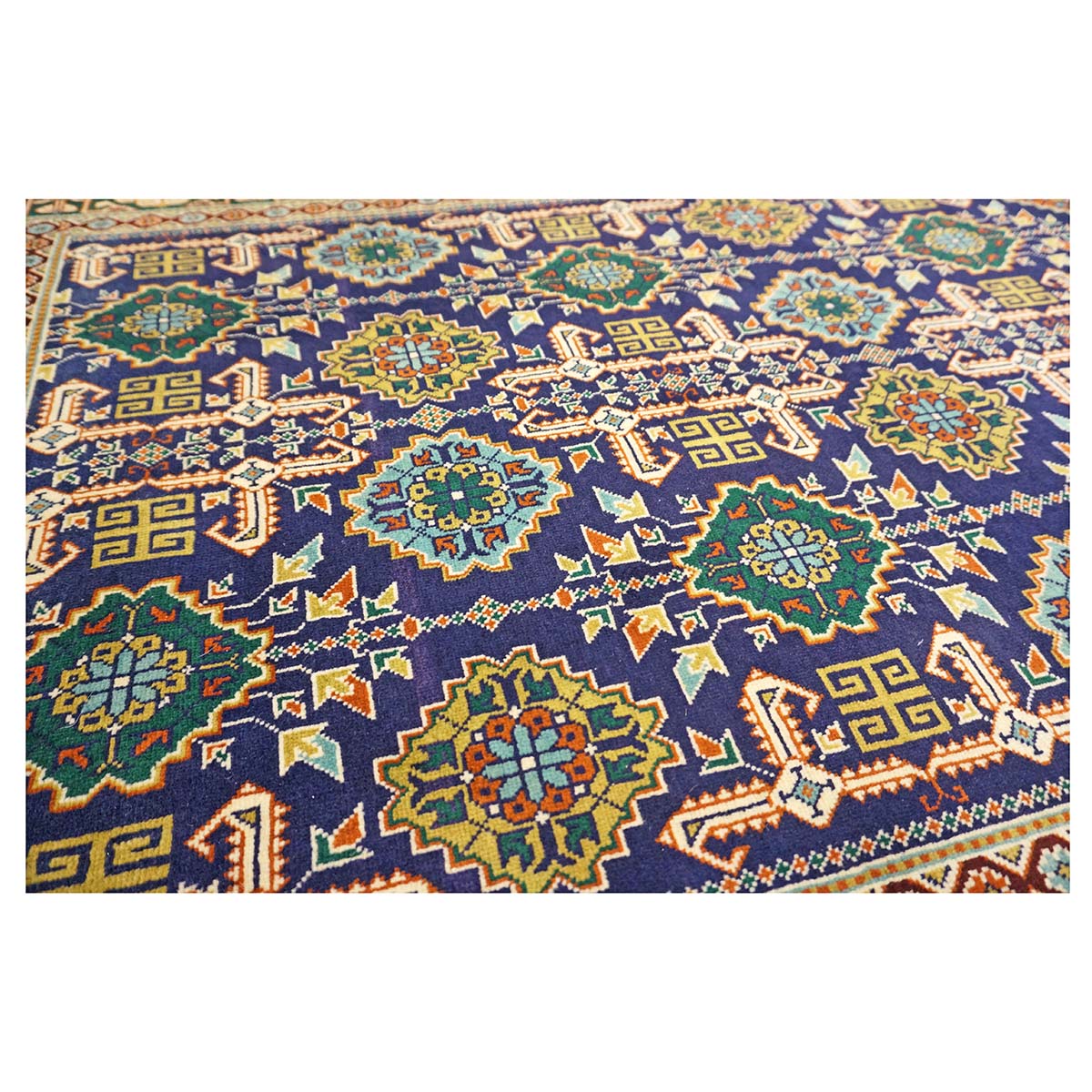 Antique Persian Tabriz Wool 3x5 Ivory, Navy & Green Handmade Area Rug #9902940
