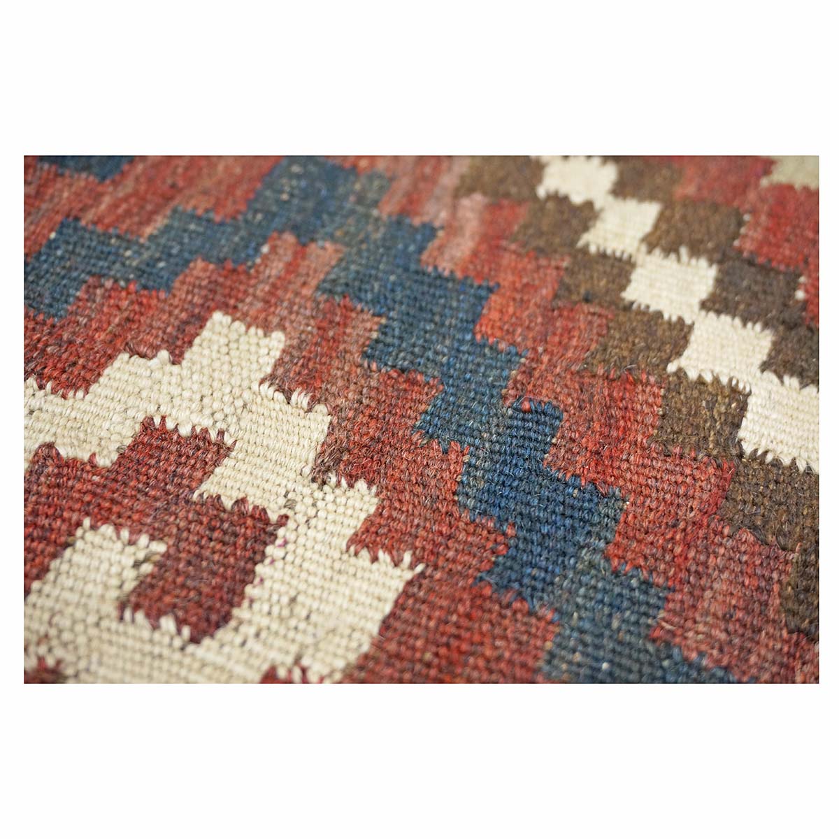 Antique Afghan Kabul Kilim Wool 7x15 Brick Red, & Yellow Handmade Gallery Rug #9902969