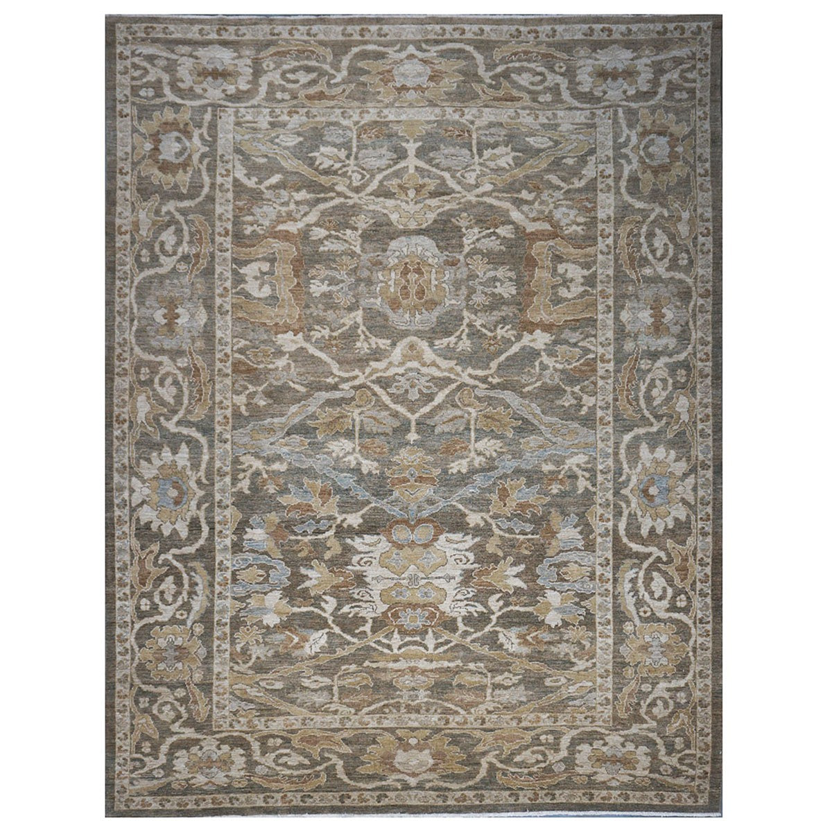 Persian Sultanabad 9x12 Olive & Tan Handmade Area Rug #1141109 image 0