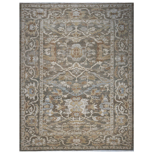Persian Sultanabad 9x12 Olive & Tan Handmade Area Rug #1141109 image 0