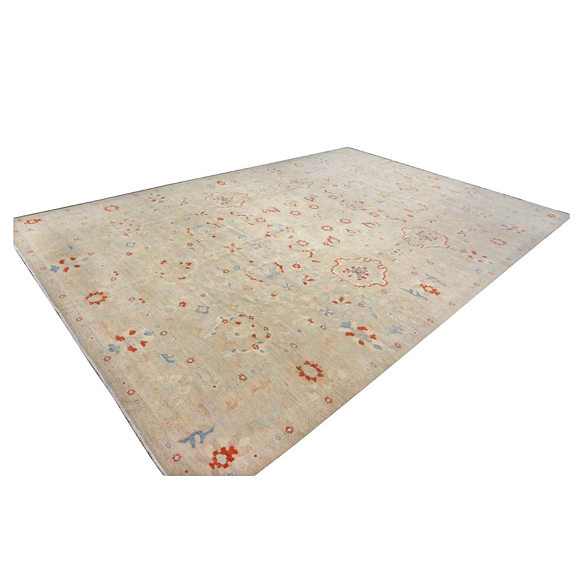 21st Century Sultanabad Master 12x17 Ivory, Red, & Blue Handmade Area Rug #1143967 image 3
